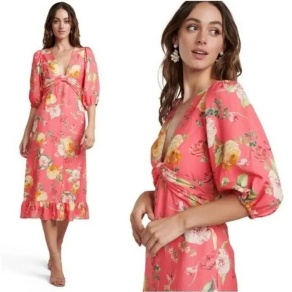 NEW EVER NEW LINEN BLEND Cartier Linen Midi Dress